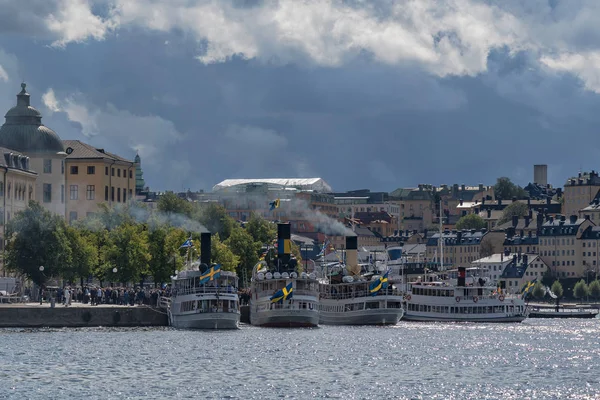 Stokholm Sveç Ağustos 2018 Vapurlar Sveç 200 Yıl Kutlamaları Birçok — Stok fotoğraf