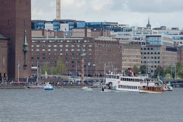 ストックホルム スウェーデン 2018 スウェーデンの蒸気船の 200 年のお祝い マリーフレッドに旅の Riddarholmen に集まった蒸気船の多く — ストック写真