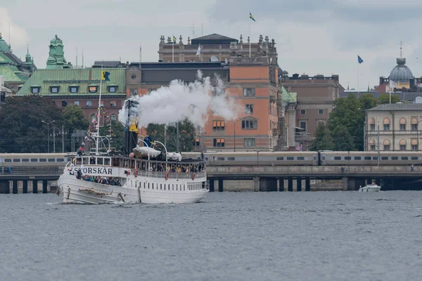 Stockholm Sweden Aug 2018 Celebrations 200 Years Steamboats Sweden Many — Stock Photo, Image