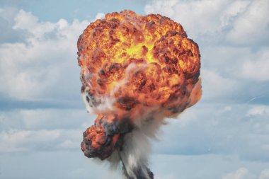 Expolsion frozen at an air show displaying the destruction of a target. High speed photo, Sweden clipart