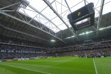 Solna, İsveç, 23 Eylül 2018: İsveç Allsvenskan Hammarby arasındaki AIK Derby. Her iki takım top AIK ile 1-0 kazandı.