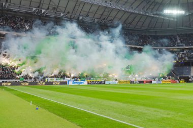 Solna, İsveç, 23 Eylül 2018: İsveç Allsvenskan Hammarby arasındaki AIK Derby. Her iki takım top AIK ile 1-0 kazandı.