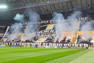 Solna, İsveç, 23 Eylül 2018: İsveç Allsvenskan Hammarby arasındaki AIK Derby. Her iki takım top AIK ile 1-0 kazandı.