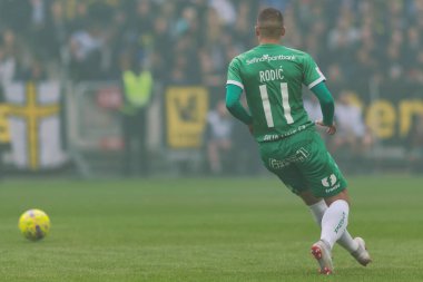 Solna, İsveç, 23 Eylül 2018: İsveç Allsvenskan Hammarby arasındaki AIK Derby. Her iki takım top AIK ile 1-0 kazandı.