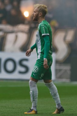 Solna, İsveç, 23 Eylül 2018: İsveç Allsvenskan Hammarby arasındaki AIK Derby. Her iki takım top AIK ile 1-0 kazandı.