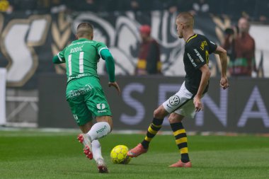 Solna, İsveç, 23 Eylül 2018: İsveç Allsvenskan Hammarby arasındaki AIK Derby. Her iki takım top AIK ile 1-0 kazandı.