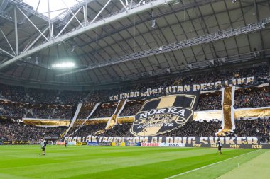 Solna, İsveç, 23 Eylül 2018: İsveç Allsvenskan Hammarby arasındaki AIK Derby. Her iki takım top AIK ile 1-0 kazandı.