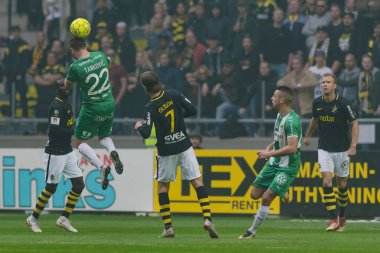 Solna, İsveç, 23 Eylül 2018: İsveç Allsvenskan Hammarby arasındaki AIK Derby. Her iki takım top AIK ile 1-0 kazandı.