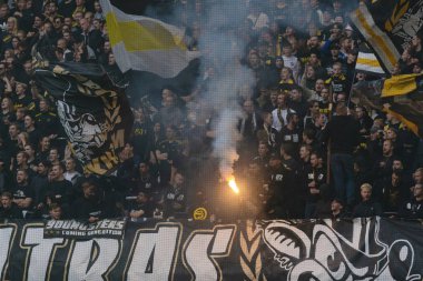 Solna, İsveç, 23 Eylül 2018: İsveç Allsvenskan Hammarby arasındaki AIK Derby. Her iki takım top AIK ile 1-0 kazandı.