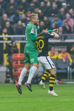 Solna, İsveç, 23 Eylül 2018: İsveç Allsvenskan Hammarby arasındaki AIK Derby. Her iki takım top AIK ile 1-0 kazandı.