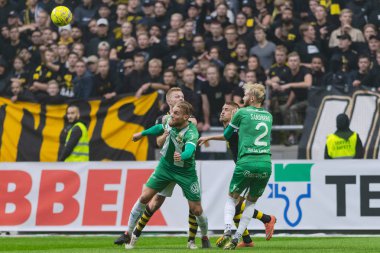 Solna, İsveç, 23 Eylül 2018: İsveç Allsvenskan Hammarby arasındaki AIK Derby. Her iki takım top AIK ile 1-0 kazandı.