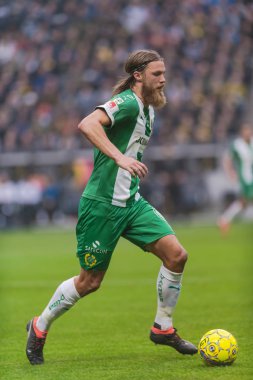 Solna, İsveç, 23 Eylül 2018: İsveç Allsvenskan Hammarby arasındaki AIK Derby. Her iki takım top AIK ile 1-0 kazandı.