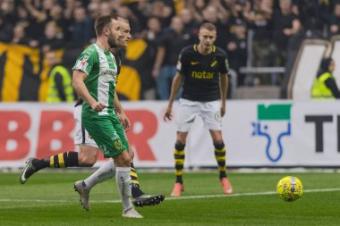 Solna, İsveç, 23 Eylül 2018: İsveç Allsvenskan Hammarby arasındaki AIK Derby. Her iki takım top AIK ile 1-0 kazandı.