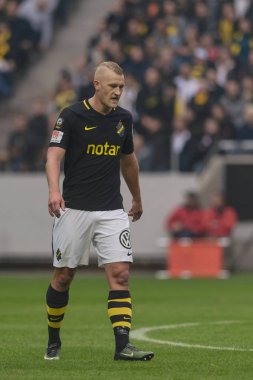 Solna, İsveç, 23 Eylül 2018: İsveç Allsvenskan Hammarby arasındaki AIK Derby. Her iki takım top AIK ile 1-0 kazandı.