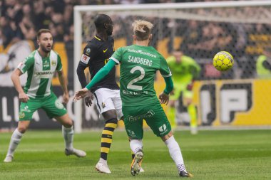 Solna, İsveç, 23 Eylül 2018: İsveç Allsvenskan Hammarby arasındaki AIK Derby. Her iki takım top AIK ile 1-0 kazandı.