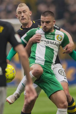 Solna, İsveç, 23 Eylül 2018: İsveç Allsvenskan Hammarby arasındaki AIK Derby. Her iki takım top AIK ile 1-0 kazandı.