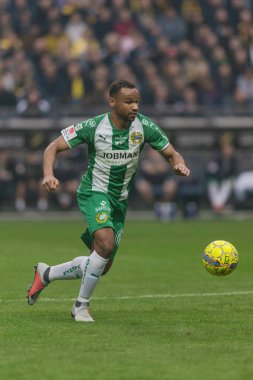 Solna, İsveç, 23 Eylül 2018: İsveç Allsvenskan Hammarby arasındaki AIK Derby. Her iki takım top AIK ile 1-0 kazandı.