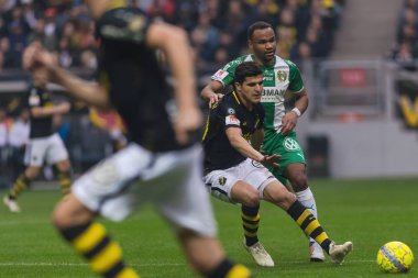 Solna, İsveç, 23 Eylül 2018: İsveç Allsvenskan Hammarby arasındaki AIK Derby. Her iki takım top AIK ile 1-0 kazandı.