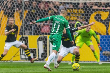 Solna, İsveç, 23 Eylül 2018: İsveç Allsvenskan Hammarby arasındaki AIK Derby. Her iki takım top AIK ile 1-0 kazandı.