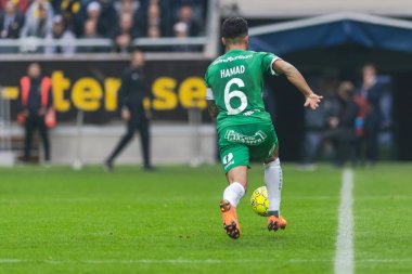 Solna, İsveç, 23 Eylül 2018: İsveç Allsvenskan Hammarby arasındaki AIK Derby. Her iki takım top AIK ile 1-0 kazandı.