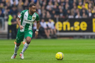 Solna, İsveç, 23 Eylül 2018: İsveç Allsvenskan Hammarby arasındaki AIK Derby. Her iki takım top AIK ile 1-0 kazandı.