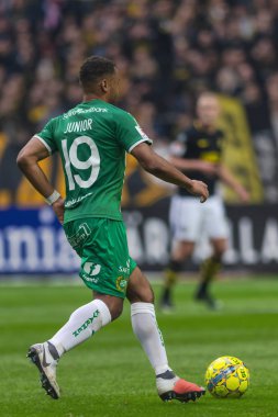 Solna, İsveç, 23 Eylül 2018: İsveç Allsvenskan Hammarby arasındaki AIK Derby. Her iki takım top AIK ile 1-0 kazandı.