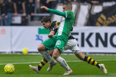 Solna, İsveç, 23 Eylül 2018: İsveç Allsvenskan Hammarby arasındaki AIK Derby. Her iki takım top AIK ile 1-0 kazandı.