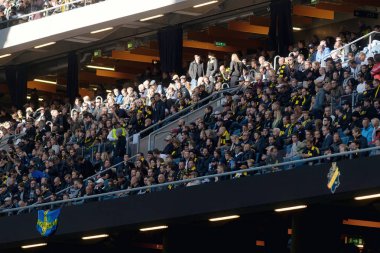 Solna, İsveç, 23 Eylül 2018: İsveç Allsvenskan Hammarby arasındaki AIK Derby. Her iki takım top AIK ile 1-0 kazandı.