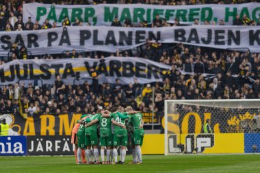 Solna, İsveç, 23 Eylül 2018: İsveç Allsvenskan Hammarby arasındaki AIK Derby. Her iki takım top AIK ile 1-0 kazandı.