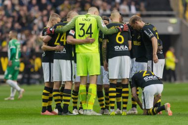 Solna, İsveç, 23 Eylül 2018: İsveç Allsvenskan Hammarby arasındaki AIK Derby. Her iki takım top AIK ile 1-0 kazandı.