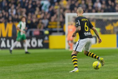 Solna, İsveç, 23 Eylül 2018: İsveç Allsvenskan Hammarby arasındaki AIK Derby. Her iki takım top AIK ile 1-0 kazandı.