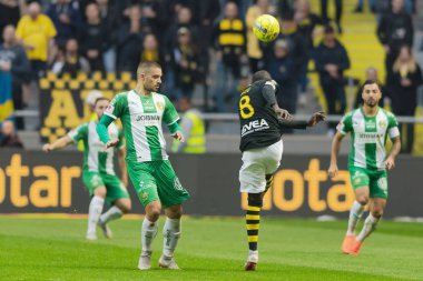 Solna, İsveç, 23 Eylül 2018: İsveç Allsvenskan Hammarby arasındaki AIK Derby. Her iki takım top AIK ile 1-0 kazandı.