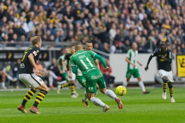 Solna, İsveç, 23 Eylül 2018: İsveç Allsvenskan Hammarby arasındaki AIK Derby. Her iki takım top AIK ile 1-0 kazandı.
