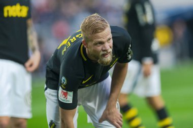 Solna, İsveç, 23 Eylül 2018: İsveç Allsvenskan Hammarby arasındaki AIK Derby. Her iki takım top AIK ile 1-0 kazandı.