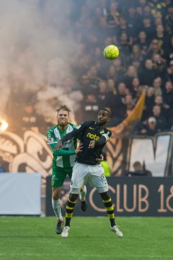Solna, İsveç, 23 Eylül 2018: İsveç Allsvenskan Hammarby arasındaki AIK Derby. Her iki takım top AIK ile 1-0 kazandı.