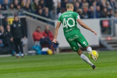 Solna, İsveç, 23 Eylül 2018: İsveç Allsvenskan Hammarby arasındaki AIK Derby. Her iki takım top AIK ile 1-0 kazandı.