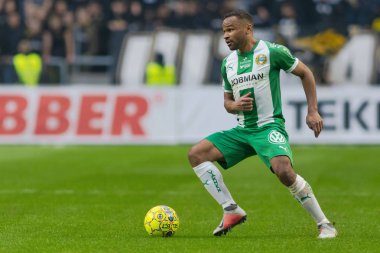 Solna, İsveç, 23 Eylül 2018: İsveç Allsvenskan Hammarby arasındaki AIK Derby. Her iki takım top AIK ile 1-0 kazandı.