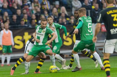 Solna, İsveç, 23 Eylül 2018: İsveç Allsvenskan Hammarby arasındaki AIK Derby. Her iki takım top AIK ile 1-0 kazandı.