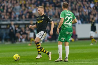 Solna, İsveç, 23 Eylül 2018: İsveç Allsvenskan Hammarby arasındaki AIK Derby. Her iki takım top AIK ile 1-0 kazandı.