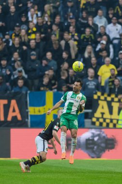 Solna, İsveç, 23 Eylül 2018: İsveç Allsvenskan Hammarby arasındaki AIK Derby. Her iki takım top AIK ile 1-0 kazandı.