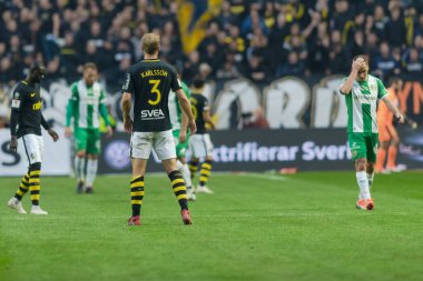 Solna, İsveç, 23 Eylül 2018: İsveç Allsvenskan Hammarby arasındaki AIK Derby. Her iki takım top AIK ile 1-0 kazandı.