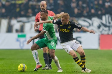 Solna, İsveç, 23 Eylül 2018: İsveç Allsvenskan Hammarby arasındaki AIK Derby. Her iki takım top AIK ile 1-0 kazandı.