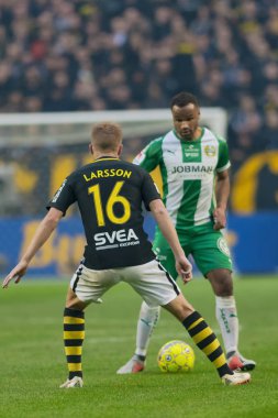 Solna, İsveç, 23 Eylül 2018: İsveç Allsvenskan Hammarby arasındaki AIK Derby. Her iki takım top AIK ile 1-0 kazandı.