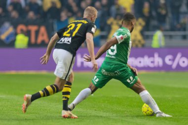 Solna, İsveç, 23 Eylül 2018: İsveç Allsvenskan Hammarby arasındaki AIK Derby. Her iki takım top AIK ile 1-0 kazandı.