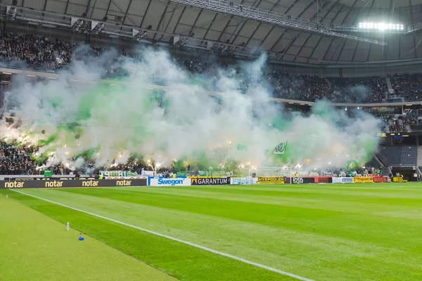 Solna, İsveç, 23 Eylül 2018: İsveç Allsvenskan Hammarby arasındaki AIK Derby. Her iki takım top AIK ile 1-0 kazandı.
