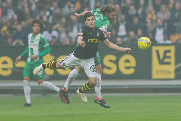 Solna, İsveç, 23 Eylül 2018: İsveç Allsvenskan Hammarby arasındaki AIK Derby. Her iki takım top AIK ile 1-0 kazandı.