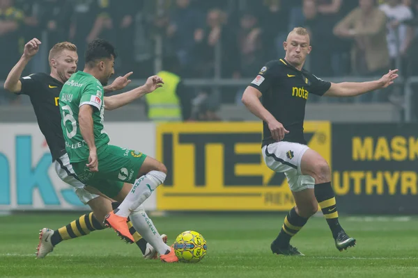 Solna, İsveç, 23 Eylül 2018: İsveç Allsvenskan Hammarby arasındaki AIK Derby. Her iki takım top AIK ile 1-0 kazandı.