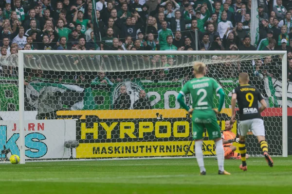 Solna, İsveç, 23 Eylül 2018: İsveç Allsvenskan Hammarby arasındaki AIK Derby. Her iki takım top AIK ile 1-0 kazandı.