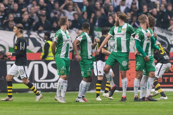 Solna, İsveç, 23 Eylül 2018: İsveç Allsvenskan Hammarby arasındaki AIK Derby. Her iki takım top AIK ile 1-0 kazandı.