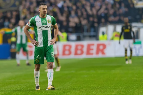Solna, İsveç, 23 Eylül 2018: İsveç Allsvenskan Hammarby arasındaki AIK Derby. Her iki takım top AIK ile 1-0 kazandı.